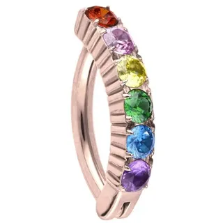 PIERCINGLINE Titan Bauchnabelclicker BOGEN + EINGEFASSTE BUNTE KRISTALLE