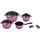 Aluguss Topf-Set 4-tlg. 3 x Kochtopf + Stieltopf + 2 x Henkelpads lila