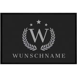 OM3® Personalisierte Fußmatte mit Wunschnamen - individuell Buchstaben Initale Monogramm Familie - Wunschname - personalisiert Name anpassbar I- rutschfest & waschbar - 60x40cm -