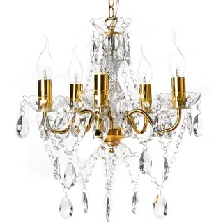 Riess Ambiente Design Kronleuchter Diamonds S 40cm Gold Acryl 5-armig Barock Design Deckenleuchte Wohnzimmer Deckenlampe Lüster