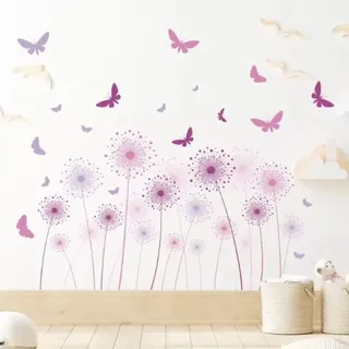 Montegoni Wandsticker Cartoon Pusteblume & Schmetterling Wandsticker – Für Kinderzimmer (Einzelsticker, 1 Wandsticker), Wasserfest, abnehmbar, selbstklebend, umweltfreundlich, langlebig