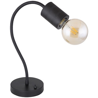 Tischlampe Wohnzimmerleuchte Schreibtischlampe, Moderne Nachttischlampe mit schwenkbarem Arm, Leselampe, Metall Alu, schwarz, 1x E27, LxBxH 26x14x59