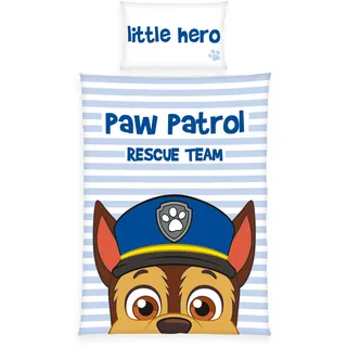 Herding Bettwäsche Paw Patrol, Kopfkissenbezug 40 x 60 cm mit Wende-Motiv, Bettbezug 100 x 135 cm, Mit Knopfleiste, 100% Baumwolle