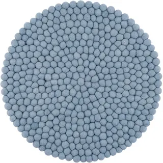 myfelt Stuhlkissen Filzkugel Sitzauflage ⌀ 36 cm, beidseitig verwendbar, 100 % Schurwolle blau
