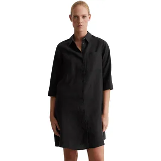 Marc O'Polo "aus reinem Leinen", Damen, Gr. 34, Normalgrößen, schwarz, Obermaterial: 100% Leinen; Futter: 100% Baumwolle, unifarben, relaxed fit knielang, 3/4-Ärmel Manschette, Kleider
