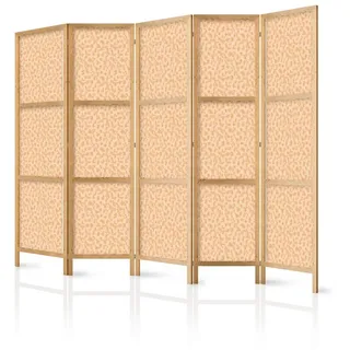 Muralo Paravent 5-teilig Japanischer Paravent klappbar Kleine Orange Punkte (Packung, 1 St., 225x172 cm), Für das Wohnzimmer, das Schlafzimmer orange