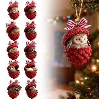 Weihnachtsbaumschmuck Waldtier Eichels Ornamente, Tier Hängenden Weihnachtsschmuck Anhänger, Niedliche Eicheln Und Tannenzapfen Acryl Waldtier Christbaumschmuck, Kaminsims, Wohnzimmer Ornament (10PCS)