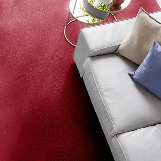 Teppichboden ANDIAMO "Kira, Velours, Gesamthöhe 8 mm, Luxusklasse LC1", rot (bordeaux), B:400cm L:500cm, Kunstfaser, Teppiche, Uni Farben, Breite 400 cm, strapazierfähig, pflegeleicht, Wohnzimmer
