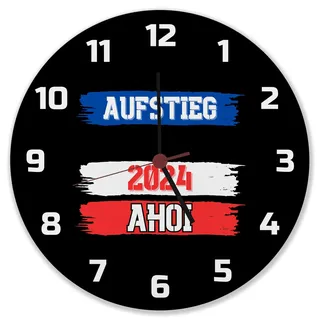 speecheese Kiel Aufstieg 2024 Wanduhr mit Spruch AHOI Maritimer Hafen Design Fußball-Aufsteiger 2024 Schleswig-Holstein Stolz
