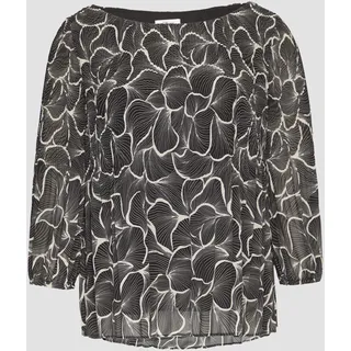 S.Oliver BLACK LABEL Bluse in feinem Plisée mit abstrakter Musterung schwarz 42