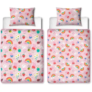 Peppa Pig Character World Offizielle Bettdecke für Einzelbett, wendbar, ohne Bezug, Kissen und Kissenbezug, waschbare Bettdecke, perfekt für Reisen und Übernachtungen, Einzelbett, 4,5 Tog