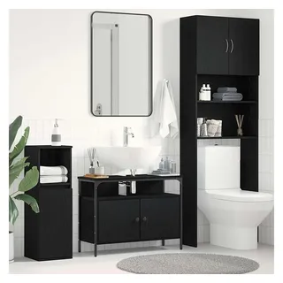 vidaXL Waschbeckenunterschrank Schwarz Eiche 80x30x60 cm