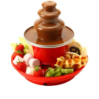 Global Gourmet Schokoladenbrunnen, Fondue-Set | Elektrische 3-etagige Maschine mit Schmelztiegelboden | Party-Serviertablett im Lieferumfang enthalten | Warmhaltefunktion