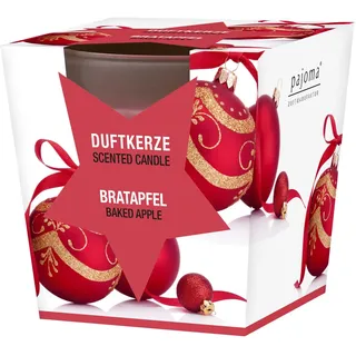 pajoma® Duftkerze, Bratapfel - im satinierten Glas | 120g Wachsgewicht, Brenndauer: 25 Stunden, in edler Geschenkverpackung | Premium Qualität