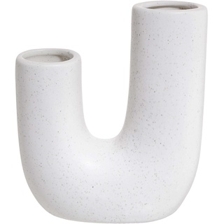BUTLERS Keramik Vase mit Zwei Öffnungen in Weiß -Tube- Moderne Dekoration für Wohnzimmer, Regal und Tischdeko | Blumenvase für einzelne Blumen, kleine Sträuße oder dekorative Trockenblumen