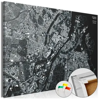 Artgeist Pinnwand Close up of Copenhagen [Cork Map] schwarz 120,00 cm x 80,00 cm