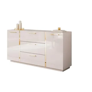 lookway Sideboard 158 x 81 x 41,3 cm Beige / Schwarz
