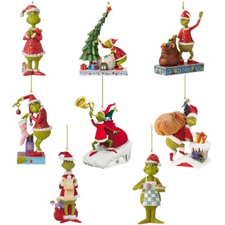 Reddomm 8pc Grinch Weihnachtsdeko Weihnachtsbaum Geschmückt Acryl-Anhänger Weihnachtsbaumschmuck für Adventkalender fröhliche lustige Puppen Ornamente für Weihnachtsbaum-Deko