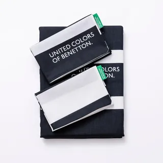 BENETTON Bettbezug 3-teiliges Set Tupfenmuster Baumwolle Schwarz/Weiß 200 x 200 cm + 80 x 80 cm