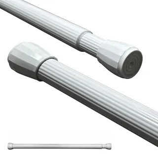Winkelstange Duschvorhang Stange Weiß Anthrazit Silber Schwarz Bad Stange Winkel, U und L-Form (I-Form 110-200cm, Weiß)