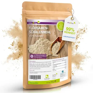 Vita2You Flohsamenschalenmehl - 750g - 99% Reinheit - flohsamenschalen gemahlen