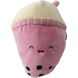 Bubble Tea Plüschtier 26 cm – Boba Kuscheltier Kissen für Kinder rosa