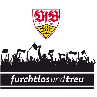 Wandtattoo WALL-ART "VfB Stuttgart Fans mit Logo" Wandtattoos Gr. B/H/T: 120 cm x 60 cm x 0,1 cm, -, bunt (mehrfarbig) Wandtattoos Wandsticker selbstklebend, entfernbar