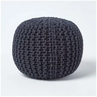 Homescapes Runder Strickpouf 100% Baumwolle 0 x 0 x 0 cm Schwarz