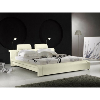 JVmoebel Bett Design Doppelbett Lederbett Bett Leder Polster Ehe 180x200 Sofort (1-tlg) beige