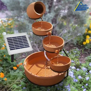 Solar Gartenbrunnen Brunnen Zierbrunnen Zimmerbrunnen Springbrunnen Brunnen Wasserfall Wasserspiel für Garten, Gartenteich, Terrasse (Kaskade Terra)