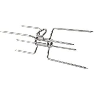 SANTOS Edelstahl Doppel-Fleischklammer, Krallen, Spießgabel, Edelstahl für Drehspieße mit Ø8-10mm - Vierkant Doppel-Forken für Gasgrill-/ Kugelgrill-Rotisserie