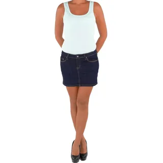 Damen Jeans Minirock Mini Rock Jeansrock Sommerrock Hüft Hüftrock Stretch Blau - 34