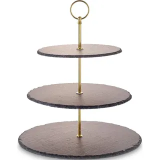 Echtwerk Servierplatte Etagere, Metall, Schiefer, (1-tlg) goldfarben
