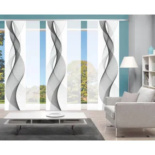 HOME WOHNIDEEN Home Fashion 6er-Set Schiebegardinen OPALIA, 6 x 245 x 60 cm, inkl. Zubehör, Farbe:grau