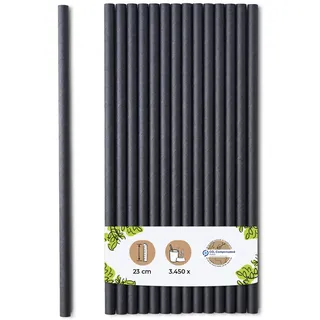 BIOZOYG 3450 Stück Jumbo Papiertrinkhalme 23cm,  Ø8mm, schwarz, Strohhalme, Saugrohre, Trinkröhrchen, dicke XL Getränkerohre für Smoothies und Shakes