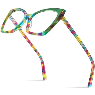 MUTYNE Mehrfarbige Acetat-Brillengestelle für Damen, trendige Cat-Eye-Brillen, Brillen - Einheitsgröße