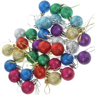 SEWACC Ornamente 80 Stück Mini-Glitzer-Weihnachtskugeln 2 5 cm Bruchsichere Glitzerblasen Glänzende Mini-Weihnachtsbaumkugeln Zum Aufhängen Winziger Kugelanhänger Für