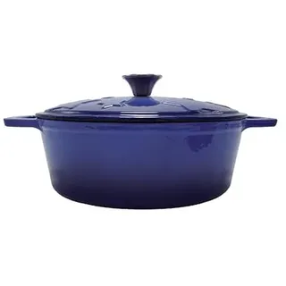 Grillfürst Dutch Oven Sternentöpfchen 3,5 Liter - blauer Gusseisen Bräter mit Henkeln und pflegeleichter Emaillierung, ovaler Schmortopf für Grill und Herd