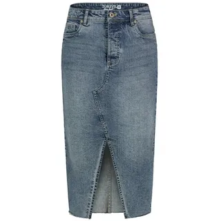 SUBLEVEL Jeansrock Damen Jeans rock Rock MAXI Lange Rock Denim Stretch Vintage Used-Look blau M / 38