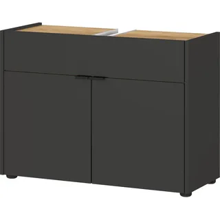 KADIMA DESIGN Unterschrank 80x34x60 cm stoßfest mit Siphonaussparung und Easy-Clean-Oberfläche, Grau-Beige 80x34x60 cm