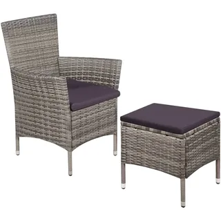 vidaXL Gartenstuhl 58 x 61 x 88 cm grau inkl. Hocker