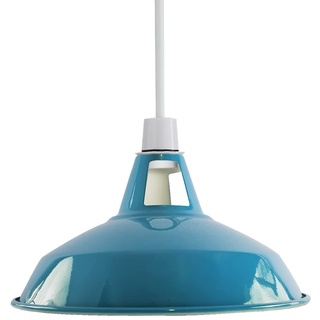 Moderne Retro-Lampenschirme aus Metall, einfache Montage-Lampenschirme, für industrielle Hängeleuchten, Schlafzimmer, Küche, Badezimmer, antiker Lampenschirm (Blau)