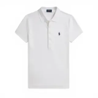 Polo Ralph Lauren für Damen. 211B18200015 Slim Fit Stretch-Poloshirt weiß (M), Lässig, Baumwolle, Kurzarm