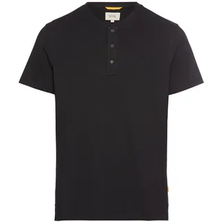 camel active Herren Kurzarm Henley T-Shirt mit Knopfleiste Schwarz, menswear-4XL
