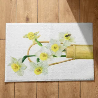 EHOMERY Schmutzfangmatte Außenbereich Türmatten Haustür Innen Tuschemalerei Blumen Schmutzfangmatte Logo Sauberlaufmatte Outdoor Muster 40x60cm