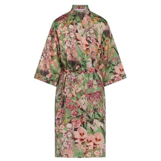 Essenza Kimono Sarai Noleste, Kurzform, Baumwolle, Kimono-Kragen, Gürtel, mit wunderschönem Blumenprint grün