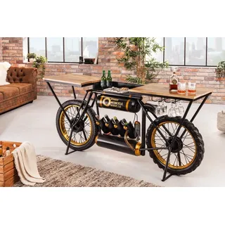 riess-ambiente Konsolentisch MOTORCYCLE 185cm braun/schwarz - Mangoholz, Metall, Motorrad, Bartheke (Einzelartikel, 1-St), Upcycling Beistelltisch mit Massivholz - ideal f. industrial Wohnräume braun
