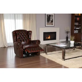 Salottini Chesterfield-Sessel SOFORT Chesterfield Ohrensessel Stunning Motor Recliner VOLLLEDER, Federkern rot