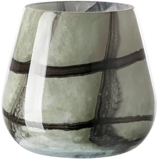 Tischvase FINK "MARLY", grün (hellgrün, schwarz), H:17cm Ø:18,5cm, Glas, Vasen, Dekovase, Blumenvase, Windlicht, Vase aus Glas