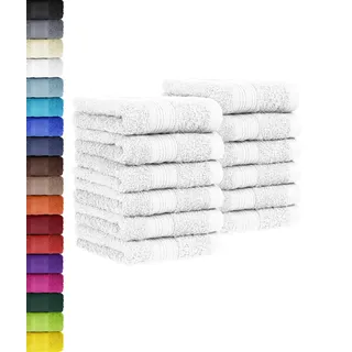 BaSaTex 12 TLG. Gästetuch Set in vielen Farben 100% Baumwolle 12er Pack Gästetücher 30x50 cm Weiss